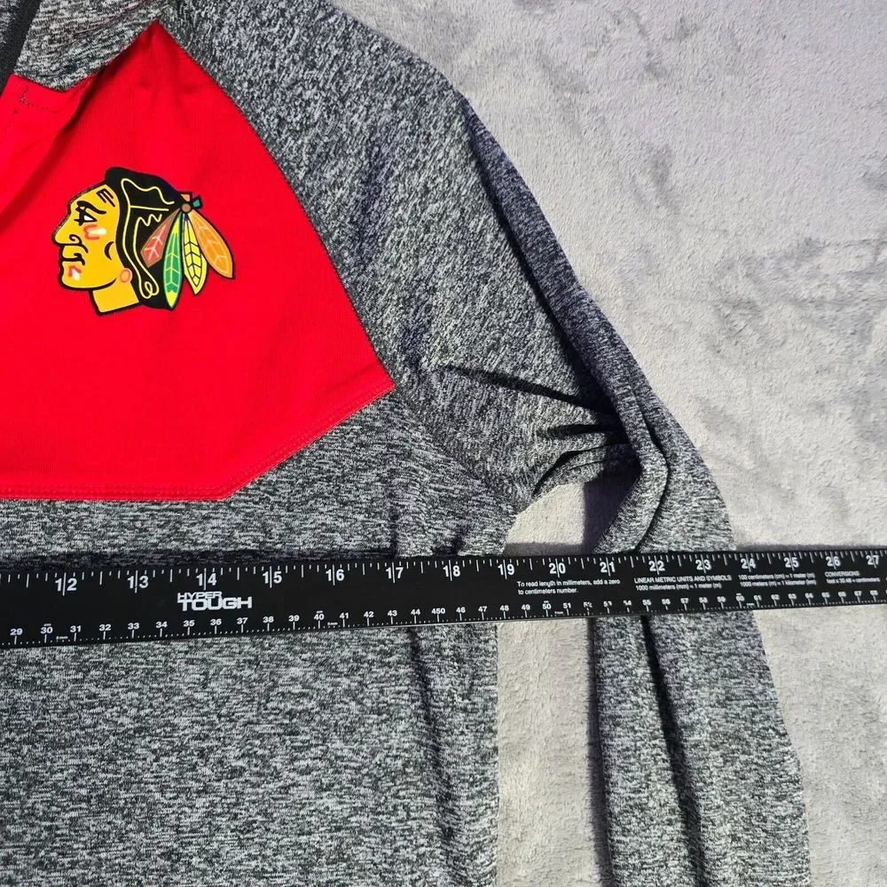 Fanatics Chicago Blackhawks NHL Sweater Mens Small Gray 1/4  Zip Pullover LS‎